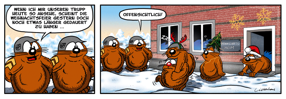 Murmeltiertrupp Comicstrip - Feiermorgen