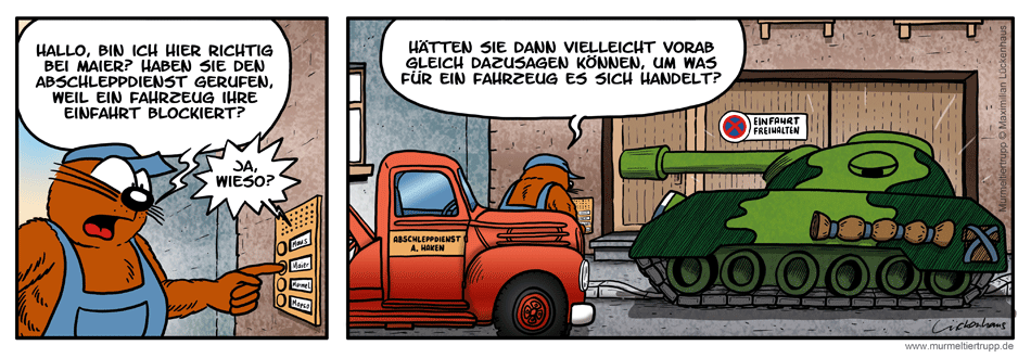 Murmeltiertrupp Comicstrip - Abschleppdienst