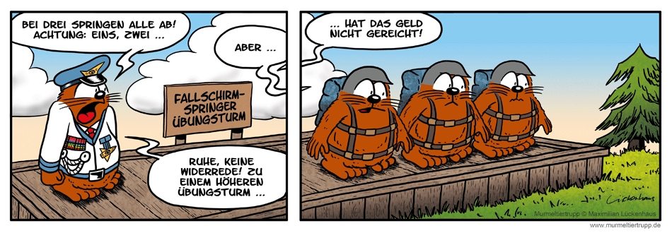 Murmeltiertrupp Comicstrip - Fallschirmsprungturm