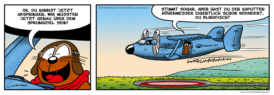 Murmeltiertrupp Comicstrip - Fallschirmsprung