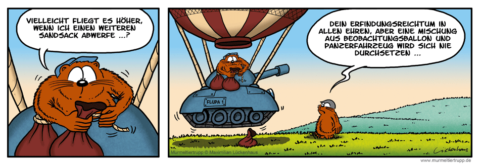 Murmeltiertrupp Comicstrip - Flugversuch