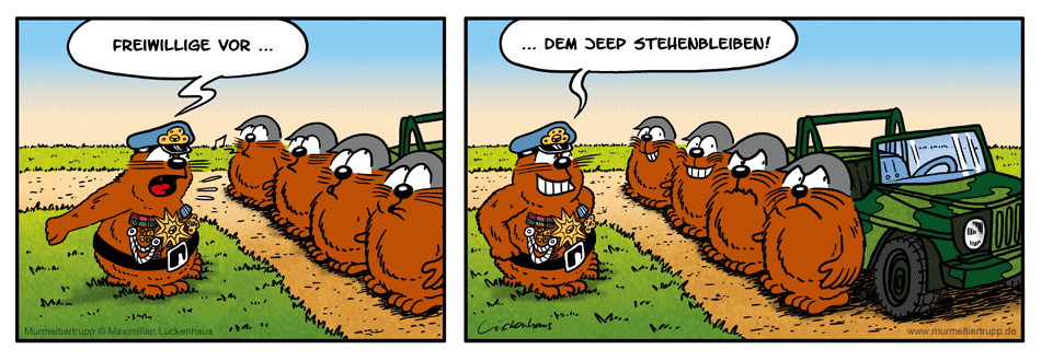 Murmeltiertrupp Comicstrip - Freiwillige vor