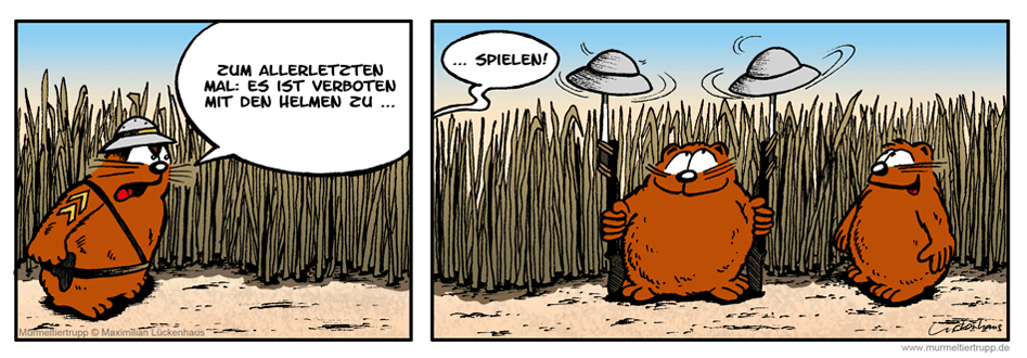 Murmeltiertrupp Comicstrip - Helmjonglage