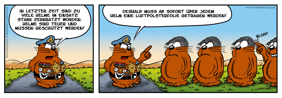 Murmeltiertrupp Comicstrip - Helmschutz