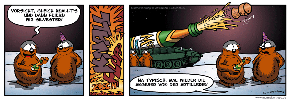 Murmeltiertrupp Comicstrip - Knall