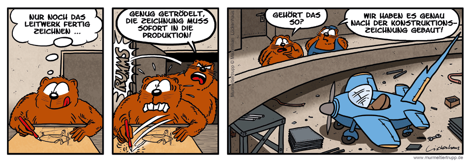 Murmeltiertrupp Comicstrip - Konstruktionszeichnung