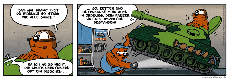 Murmeltiertrupp Comicstrip - Mechaniker-Power