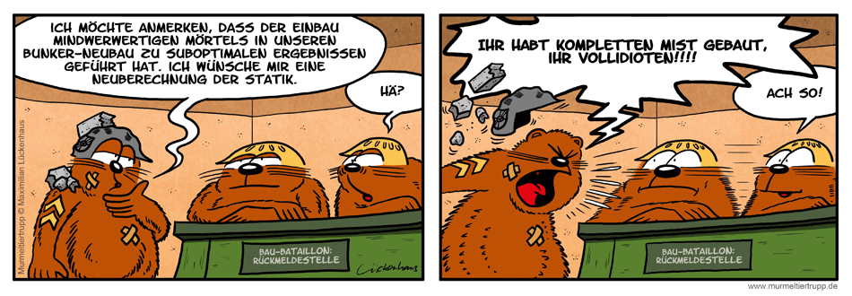 Murmeltiertrupp Comicstrip - Rückmeldung