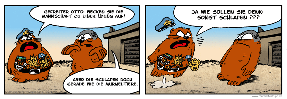 Murmeltiertrupp Comicstrip - Ausschlafen