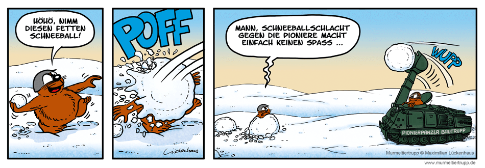 Murmeltiertrupp Comicstrip - Schneeballschlacht