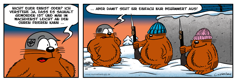 Murmeltiertrupp Comicstrip - Wollmützenwärme